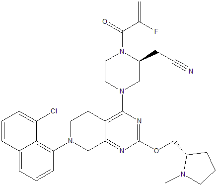 (2S)-4-[7-(8-氯-1-萘)-5,6,7,8-四氫-2-[[((2S)-1-甲基-2-吡咯烷Chemicalbook基]甲氧基]吡啶基[3,4-d]嘧啶-4-基]-1-(2-氟-1-氧代-2-丙烯-1-基)-2-哌嗪乙腈